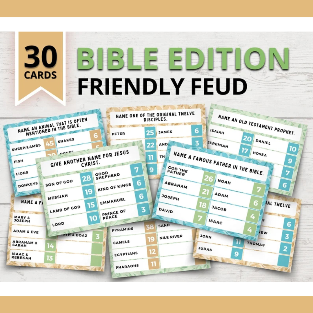 Christian Bible Feud Game | Bible Family Feud-Style Game Show | Church Family Feud | Bible Family Feud Questions | Printable Bible Games