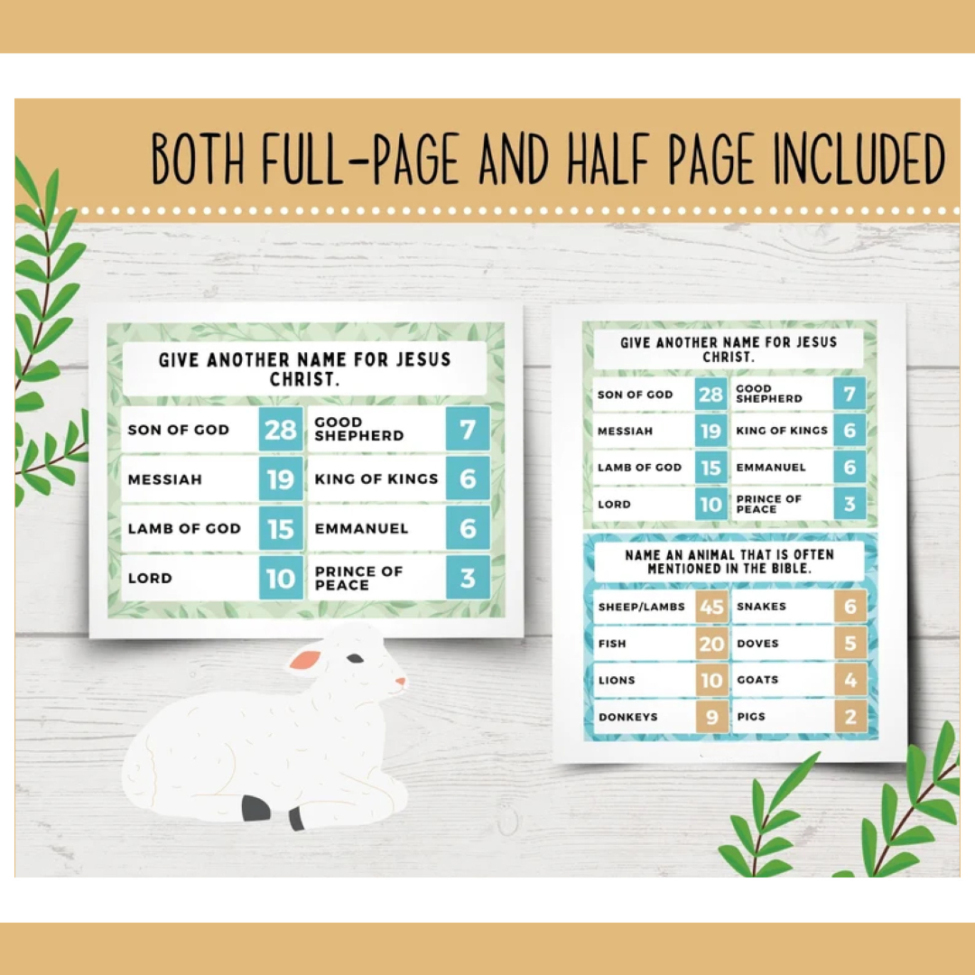 Christian Bible Feud Game | Bible Family Feud-Style Game Show | Church Family Feud | Bible Family Feud Questions | Printable Bible Games