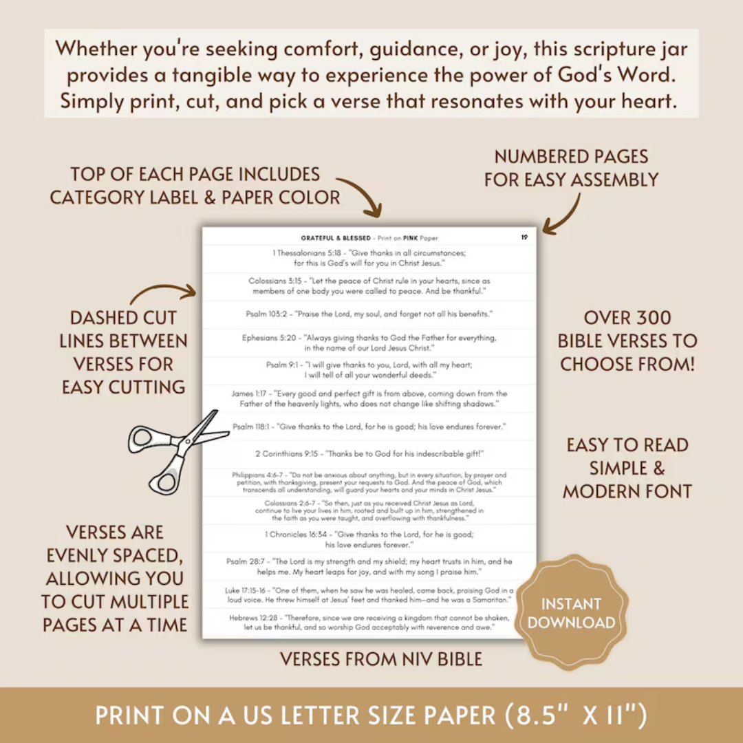 DIY Bible Verse Jar Printable, Color Coded Scripture Jar Printable Read Me When Jar Kit, Folded Colorful Bible Verse Jar for Teen Girl Women