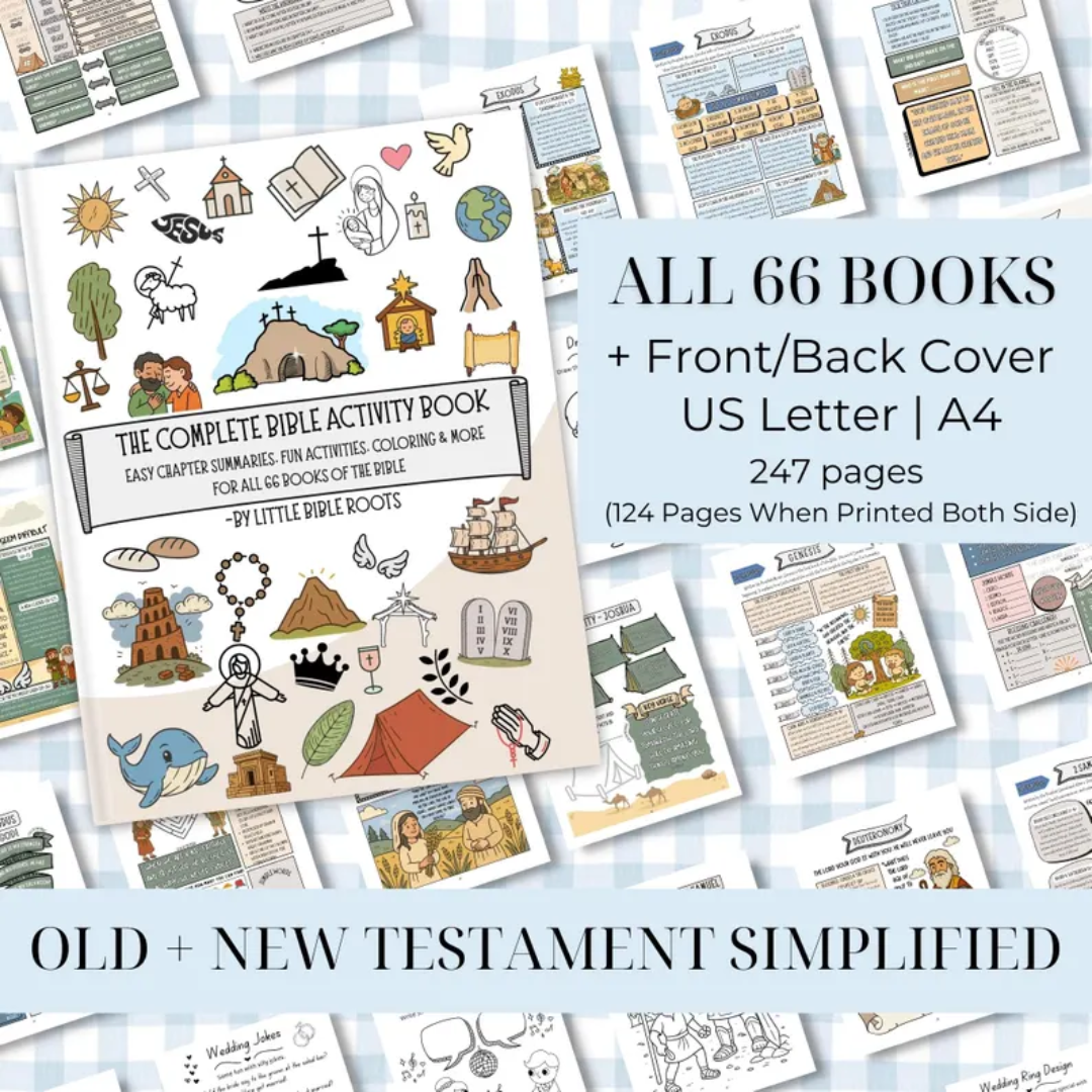Complete Bible Activity Book for Kids, Bible Study, Bible Workbook Coloring, Tracing, Activity, Old Testament, New Testament, PRINTABLE