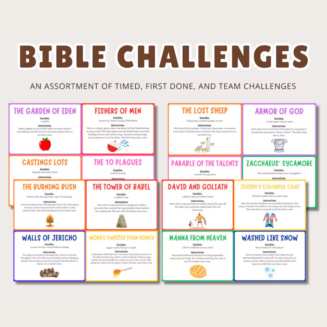Bible Games, Christian Games, Bible Trivia, Bible Bingo, Printable Bible Games, Church Game, Women's Ministry Games, Youth Group Games