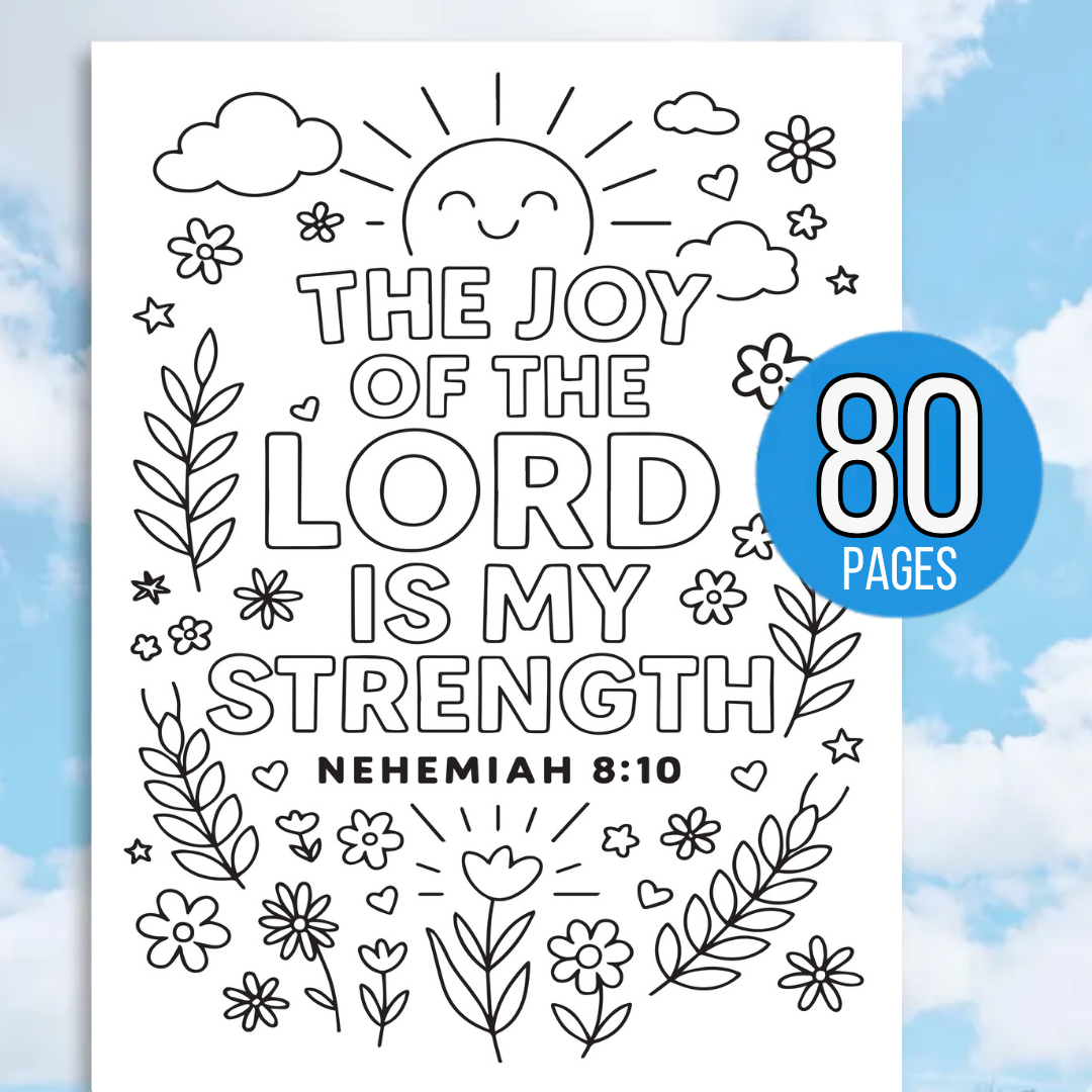 Kids Bible Verse Coloring Pages, 80+ Pages, Affirmations, Sunday School, Christian Coloring Pages