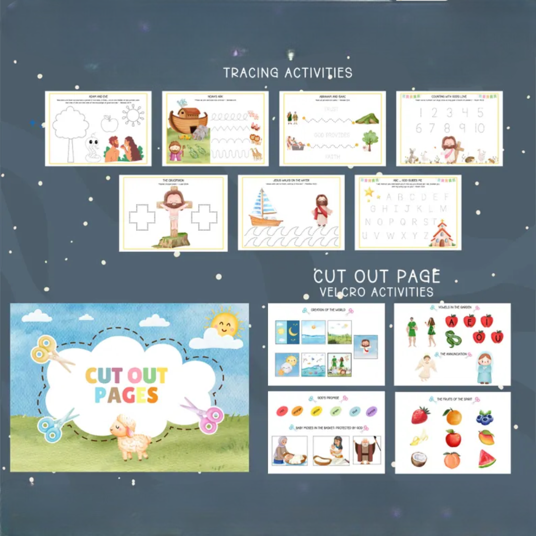 My Bible Busy Book, Printable Bible Activity Book, Binder Activity, Preschool Activity, Homeschool, Sunday School, quiet busy book