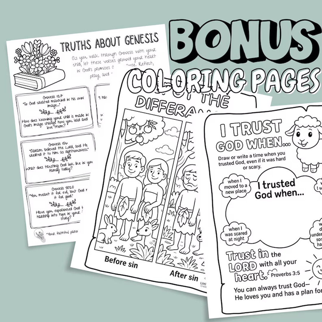 Genesis Bible Story Coloring Book: Christian Printable for Kids & Adults (PDF Downloadable Pages)
