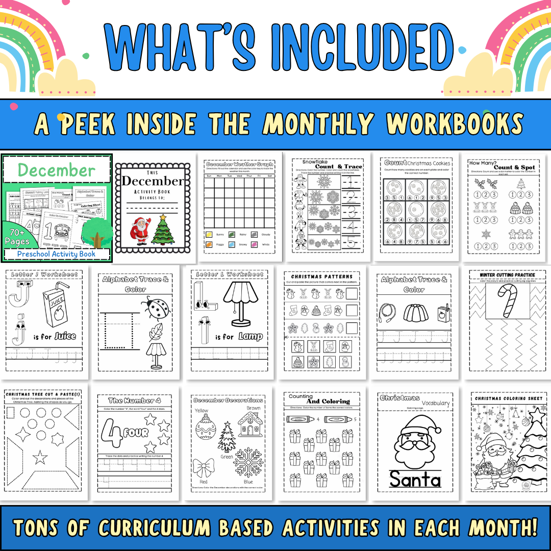 Biblical Preschool Curriculum, 2-5 year olds, 36 weeks of Worksheets & Activities, Math, Coloring, Alphabet, Bible Lessons