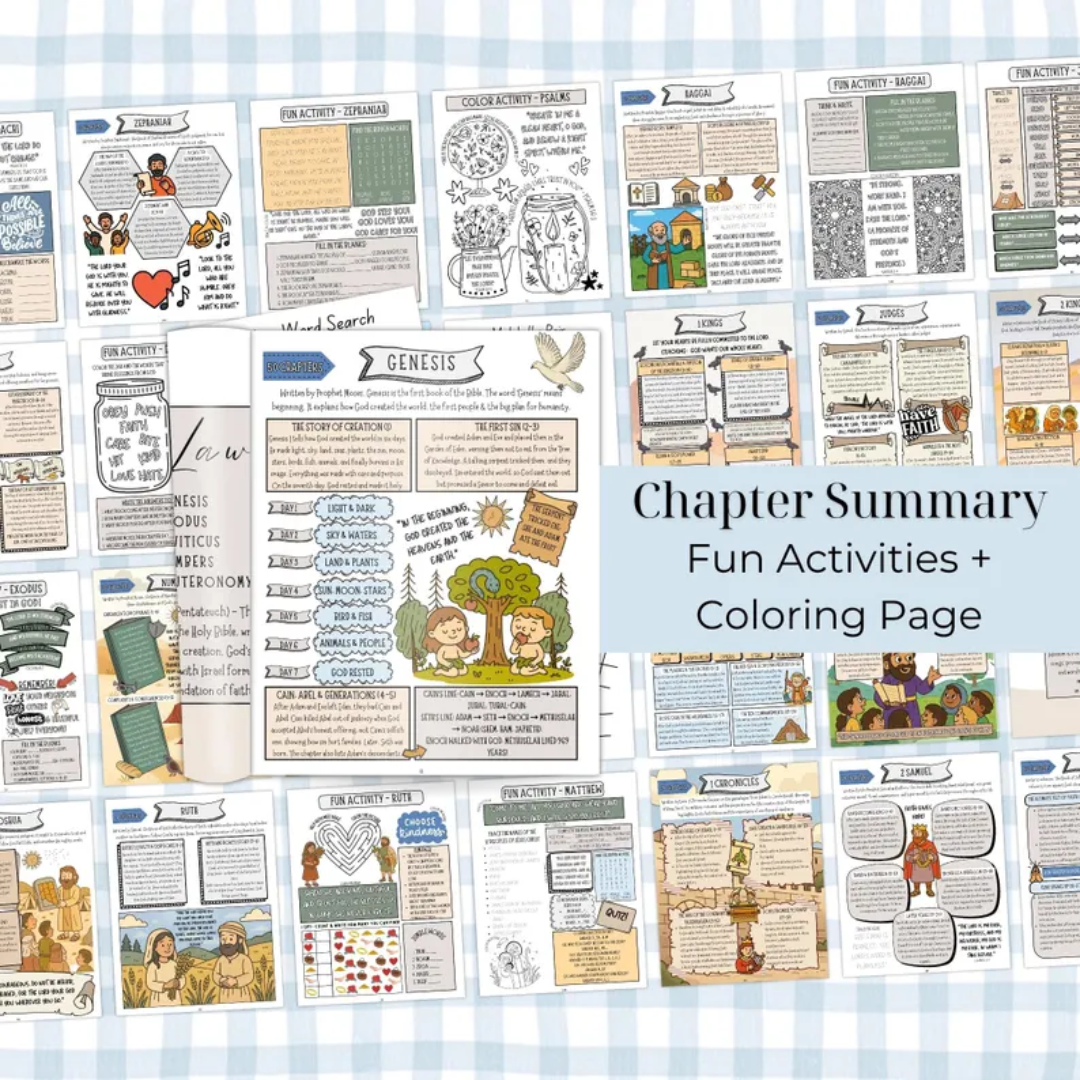 Complete Bible Activity Book for Kids, Bible Study, Bible Workbook Coloring, Tracing, Activity, Old Testament, New Testament, PRINTABLE