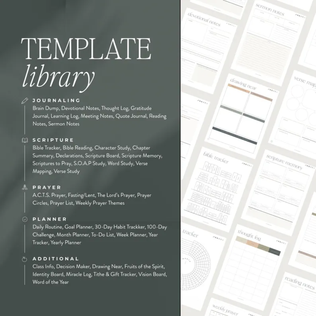 Bible Prayer Journal, Digital Hyperlinked PDF for iPad, Samsung, Remarkable, Printable using Goodnotes, Notability, Noteshelf, Noteful