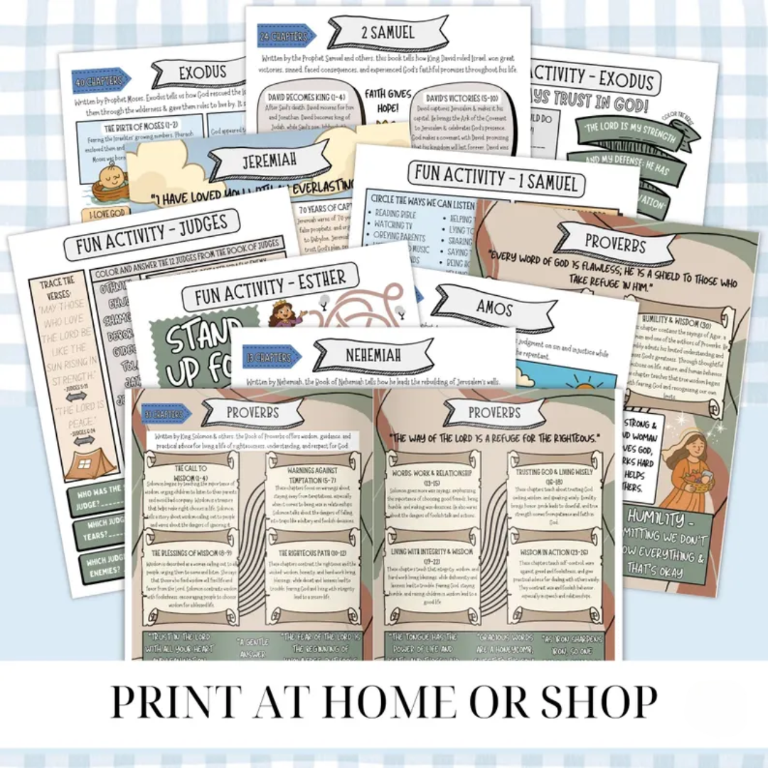 Complete Bible Activity Book for Kids, Bible Study, Bible Workbook Coloring, Tracing, Activity, Old Testament, New Testament, PRINTABLE