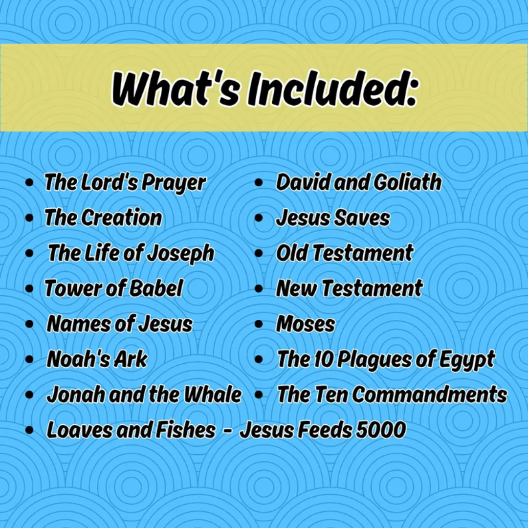 Bible Story Activity Placemat Bundle for Kids, 15 Printable Christian Bible Stories Activity Coloring Pages for Sunday School Church Lesson