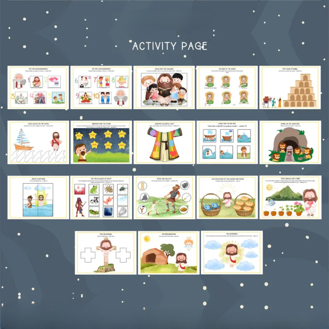 My Bible Busy Book, Printable Bible Activity Book, Binder Activity, Preschool Activity, Homeschool, Sunday School, quiet busy book