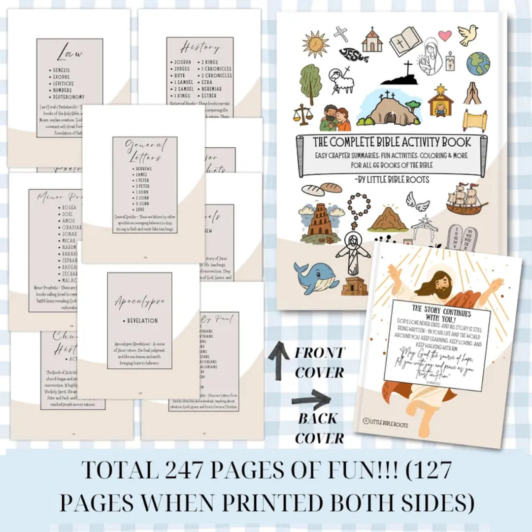 Complete Bible Activity Book for Kids, Bible Study, Bible Workbook Coloring, Tracing, Activity, Old Testament, New Testament, PRINTABLE