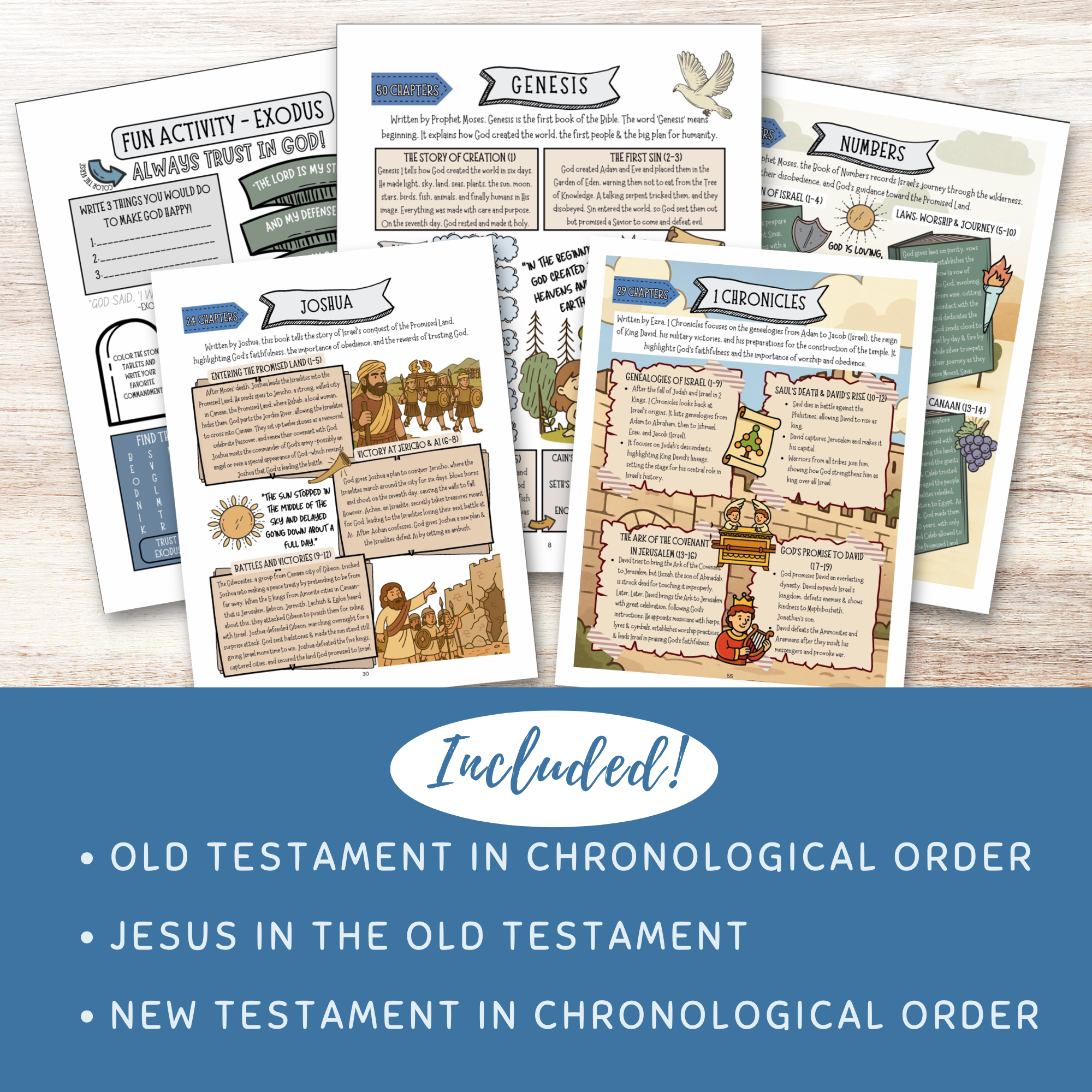 Sunday School Curriculum, Complete Bible Activity Book for Kids, Bible Study, Bible Workbook Coloring, Tracing, Activity, Old Testament, New Testament, PRINTABLE