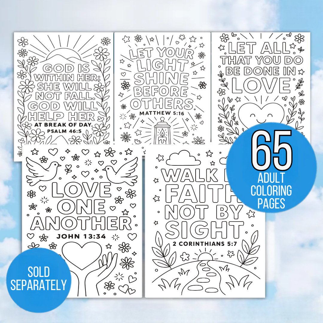 Kids Bible Verse Coloring Pages, 80+ Pages, Affirmations, Sunday School, Christian Coloring Pages